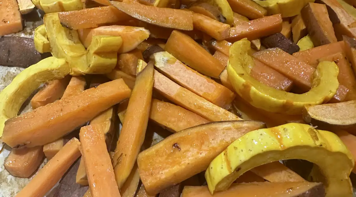 Roasted Sweet Potatoes and Delicata Squash